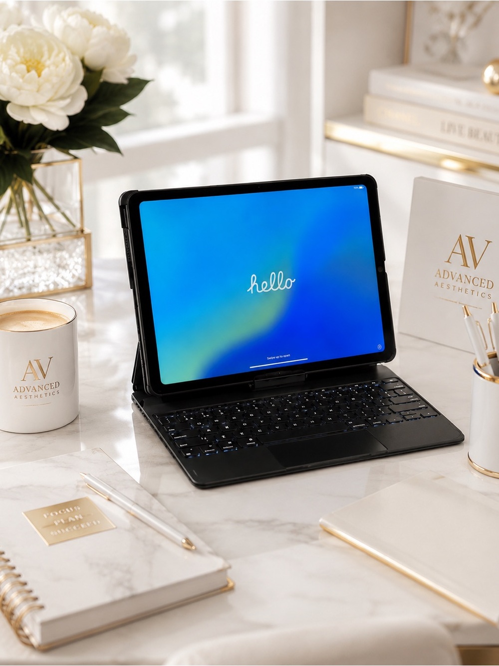 iPad w/ Bluetooth rotating keyboard
